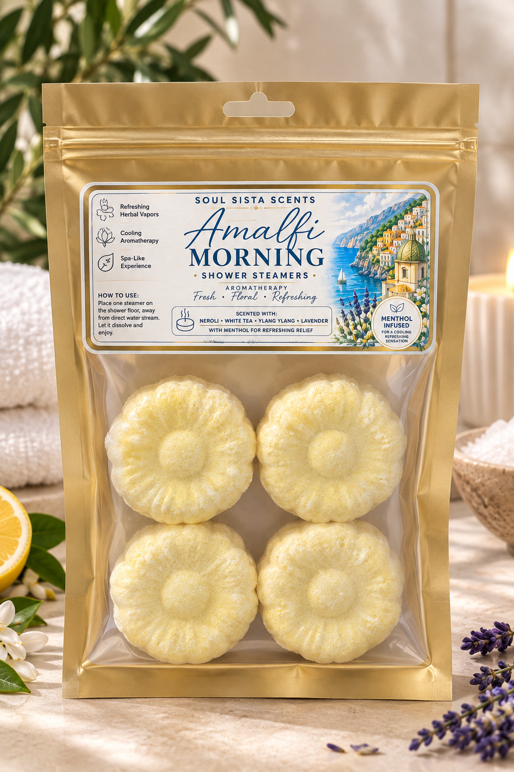 Menthol Aromatherapy Shower Steamers | Amalfi Morning