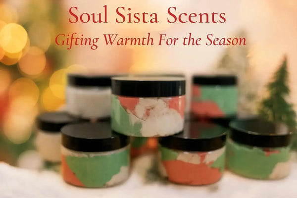 Holiday Sugar Scrub Gift Set with whipped exfoliating scrubs in festive red, green, and white colors, ideal for spa gifts or stocking stuffers.