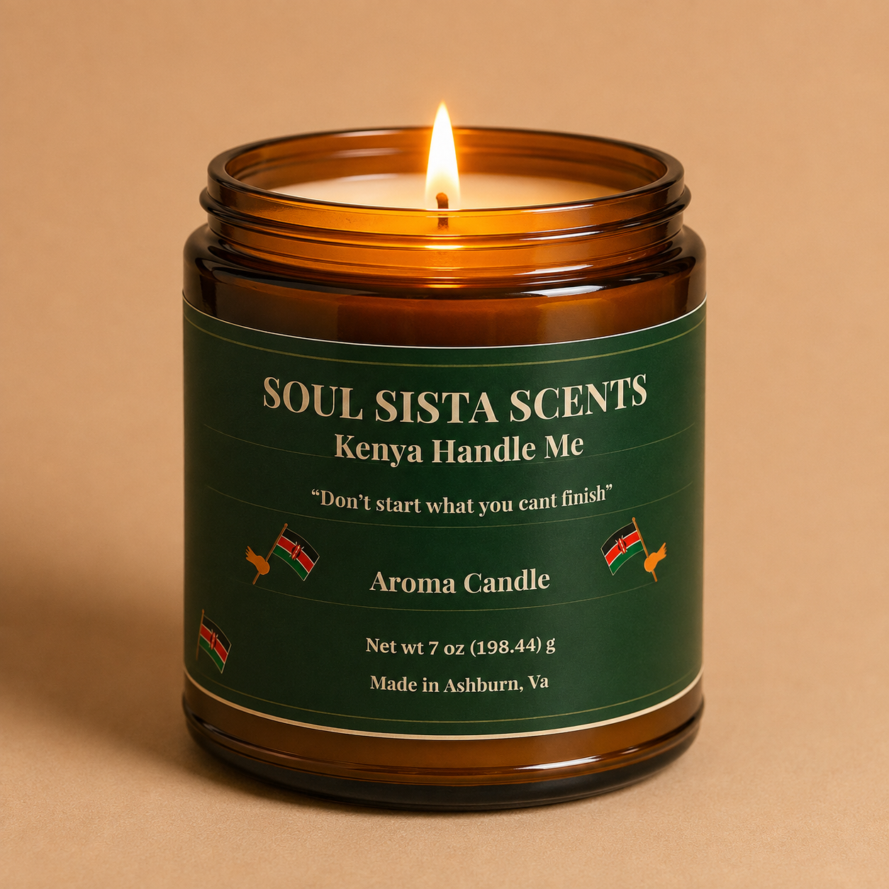 Warm Teakwood & Sandalwood Scented Candle – Woody Cashmere + Vanilla | Kenya Handle Me™