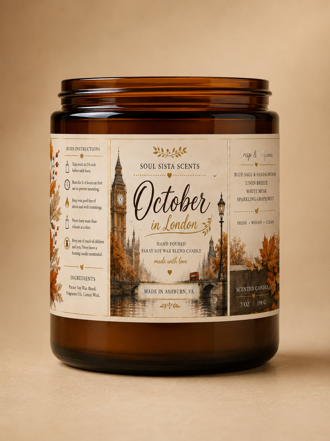 Crisp Fall Clean Scented Candle | October in London